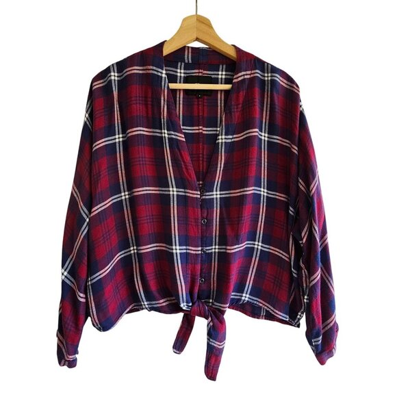 Rails Sloane Tie-Front Plaid Shirt Red/Blue Button-Up Lightweight Soft Size L - Picture 2 of 12